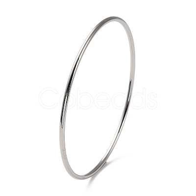 Non-Tarnish 304 Stainless Steel Simple Plain Bangle for Women High Polished BJEW-F461-01B-P-1