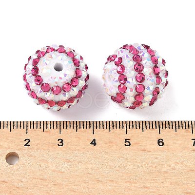 Striped Resin Rhinestone Beads OACR-A037-01C-1
