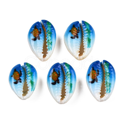 Printed Cowrie Shell Beads SSHEL-T013-01B-1