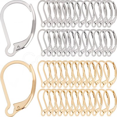 100Pcs 2 Colors 304 Stainless Steel Leverback Earring Findings STAS-SC0006-67-1