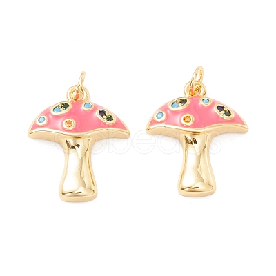 Autumn Theme Rack Plating Brass Micro Pave Colorful Cubic Zirconia Pendants KK-D073-06G-04-1