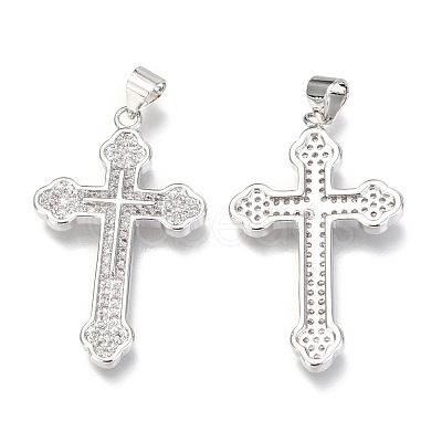 Brass Micro Pave Clear Cubic Zirconia Pendants ZIRC-O038-05P-1