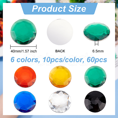 Olycraft 30Pcs 6 Colors Flat Back Acrylic Rhinestone Cabochons OACR-OC0001-16B-1