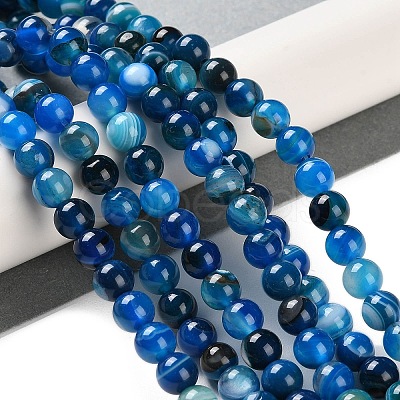 Natural Striped Agate/Banded Agate Beads Strands G-Z060-A01-B25-1