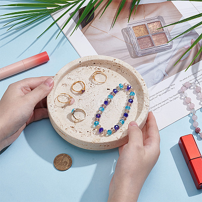Flat Round Natural Gemstone Jewelry Plate AJEW-WH0709-062-1