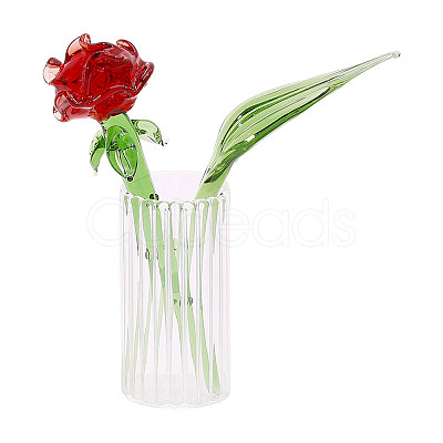 2Pcs Glass Flower Display Decorations AJEW-CO0001-04C-1