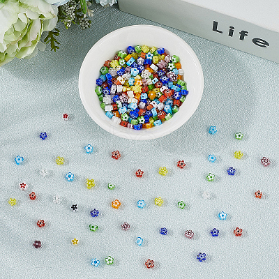 Handmade Millefiori Glass Bead Strands LAMP-LT0001-09A-1