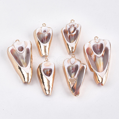 Electroplate Spiral Shell Pendants SSHEL-T008-09-1