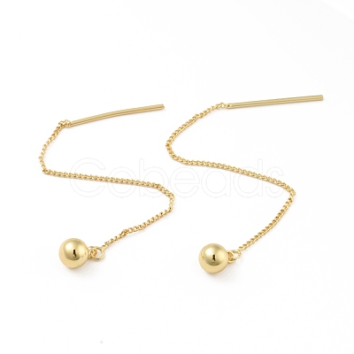 Brass Ball Tassel Dangle Stud Earrings EJEW-B013-19-1