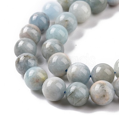 Natural Aquamarine Beads Strands G-F641-02-10mm-01A-1