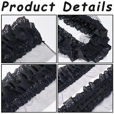 2 Yards 3 Layer Pleated Chiffon Lace Trim OCOR-GF0003-32-1