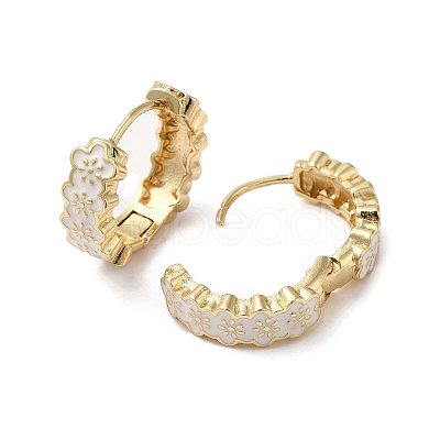 Flower Golden Brass Hoop Earrings EJEW-L268-017G-02-1
