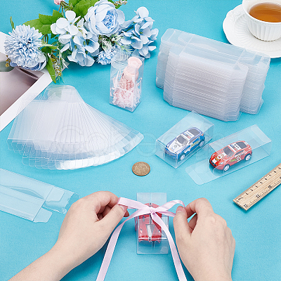 200Pcs Folding Transparent PVC Candy Treat Gift Boxes CON-WA0001-02-1