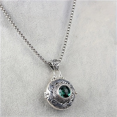 Alloy & Glass Hollow Flat Round Cage Pendant Necklaces for Diffuser Ball LS-FS-WGCD084-01-1