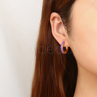 Real 18K Gold Plated 304 Stainless Steel Hoop Earrings UA1409-2-1