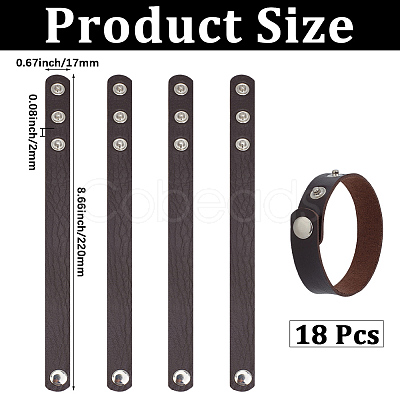 18Pcs PU Leather Snap Bracelets for Women Men BJEW-CY0001-13C-1