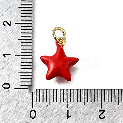 Brass Red Enamel Charms KK-Z102-23G-04-1