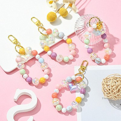 Resin & Acrylic Beaded Wristlet Charm Keychains KEYC-JKC00496-1