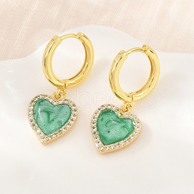 Brass Micro Pave Cubic Zirconia Hoop Dangle Earrings KK-CBA8324-16G-01-1