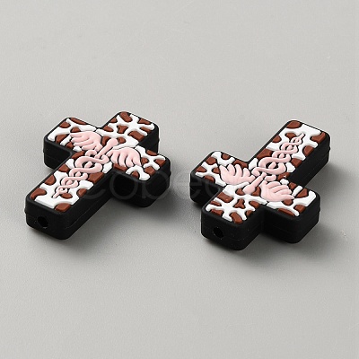 Halloween Cross Silicone Beads SIL-WH0025-01D-1