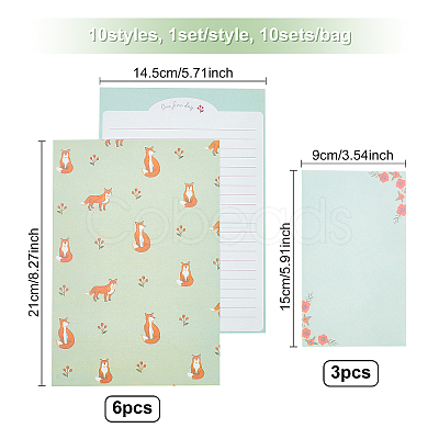 10 Sets 10 Styles Paper Envelopes & Letter Papers Set DIY-BC0002-81-1