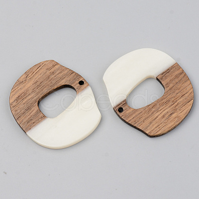 Opaque Resin & Walnut Wood Pendants RESI-S389-045A-C04-1