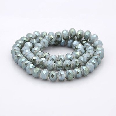Full Rainbow Plated Faceted Rondelle Imitation Jade Glass Beads Strands GLAA-A024E-FR01-1
