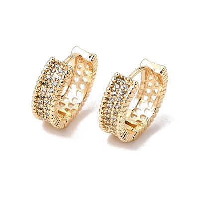 Brass Micro Pave Cubic Zirconia Hoop Earrings KK-CBACA55-01G-1