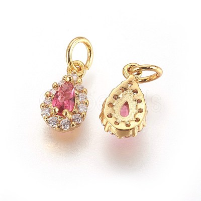 Brass Cubic Zirconia Charms KK-E772-14A-G-1