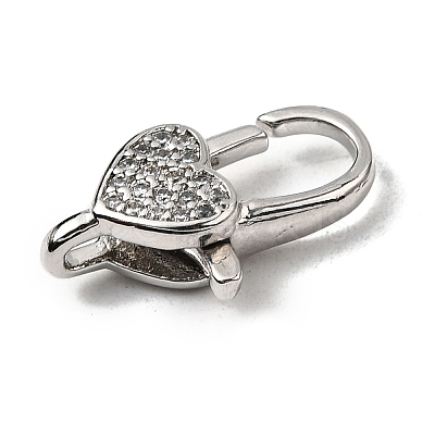 Brass Clear Cubic Zirconia Lobster Claw Clasps KK-Z078-46D-P-1