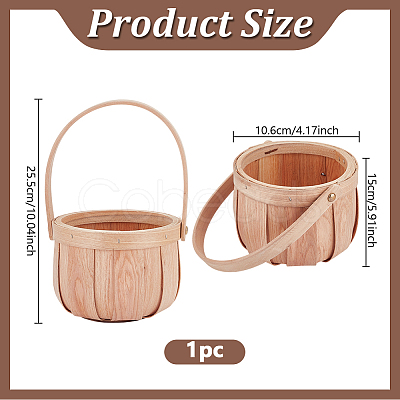 Wooden Apple Flower Baskets with Handle AJEW-GA0009-57-1