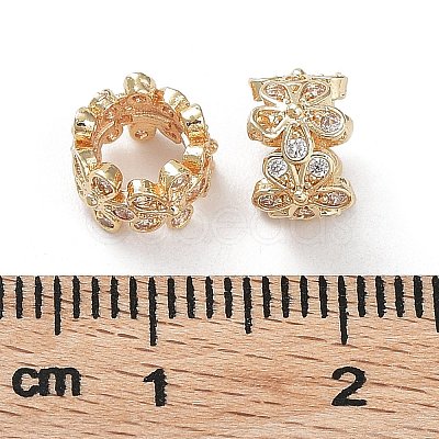 Rack Plating Brass Micro Pave Clear Cubic Zirconia European Beads KK-B078-05G14-1