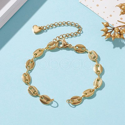 Brass Coffee Bean Chains Bracelet Makings AJEW-JB00879-1