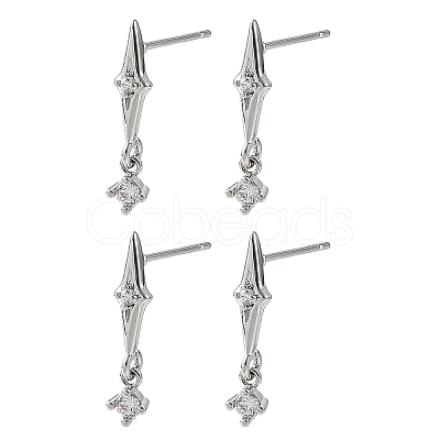 SHEGRACE Brass Micro Pave Cubic Zirconia Stud Dangle Earrings XGRQ4N650-723P-1