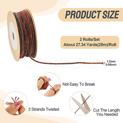 2 Rolls Segment Dyed Cotton Twisted String Cord OCOR-TA0002-95A-1