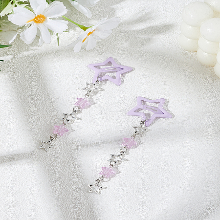2Pcs Star Alloy & Acrylic & Iron Snap Hair Clips PHAR-LP0001-02-1