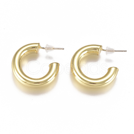 Brass Stud Earrings EJEW-F244-02G-1