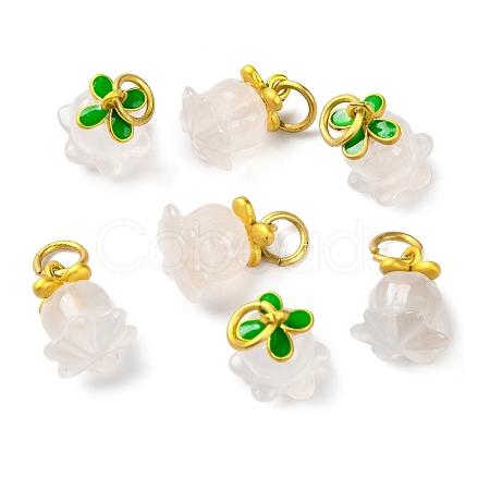 Natural Agate Flower Charms KK-NH0005-01G-1