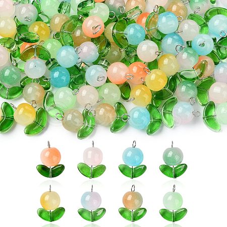 80Pcs 8 Colors Imitation Jelly Glass Beads Pendants PALLOY-CJ00082-1