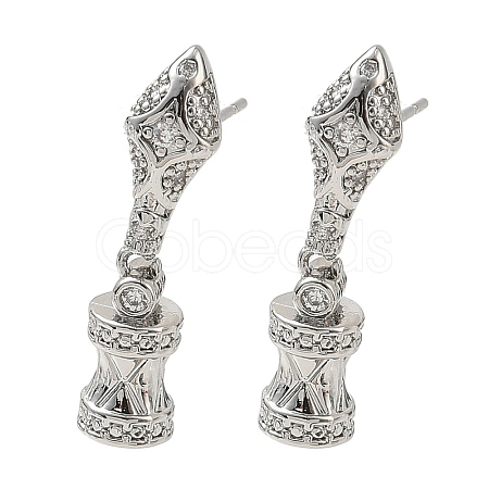 Brass Pave Cubic Zirconia Stud Earring Findings KK-C172-08P-1