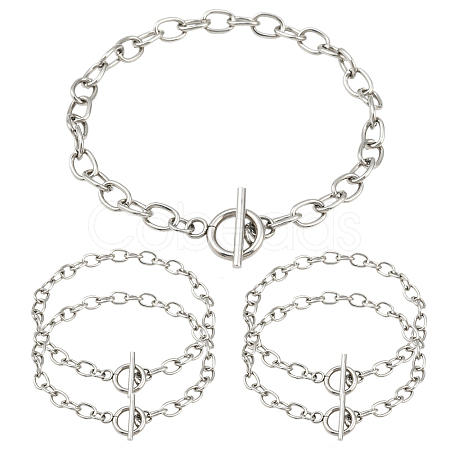 5Pcs 304 Stainless Steel Chain Bracelets BJEW-YW00017-02-1