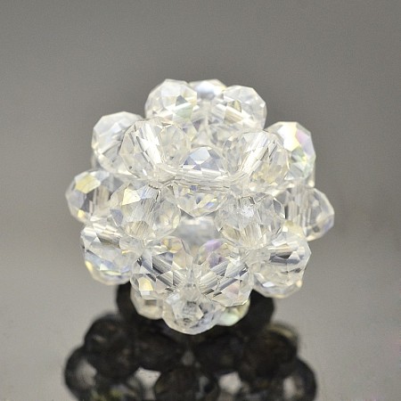 Transparent Glass Crystal Round Woven Beads GLAA-A034-6mm-A18-1