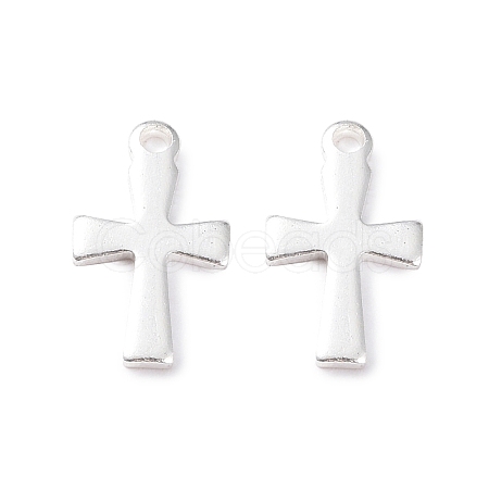 304 Stainless Steel Tiny Cross Charms STAS-L234-077S-1