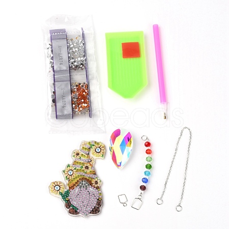DIY Santa Claus Diamond Painting Wind Chime Kits DIY-WH0258-03-1