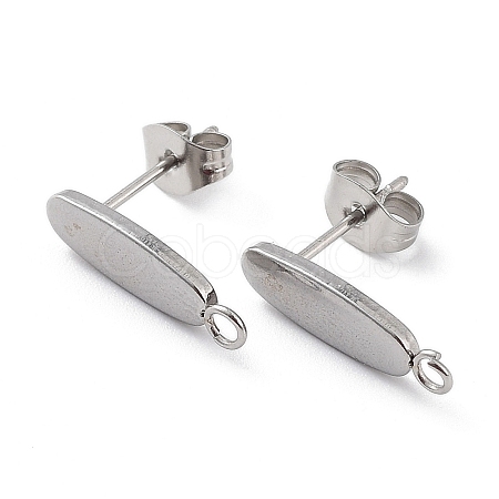 Non-Tarnish 201 Stainless Steel Oval Stud Earring Findings X-STAS-K259-20P-1