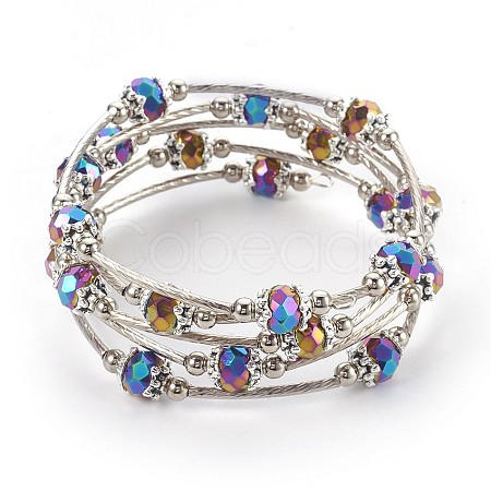 Electroplate Glass Wrap Bracelets BJEW-JB04018-03-1