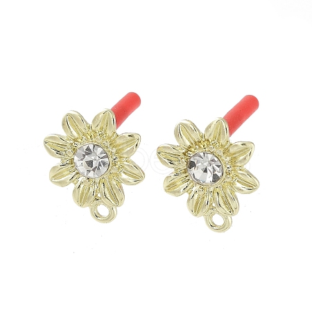 Rack Plating Golden Alloy with Rhinestone Stud Earring Findings EJEW-B036-02G-14-1