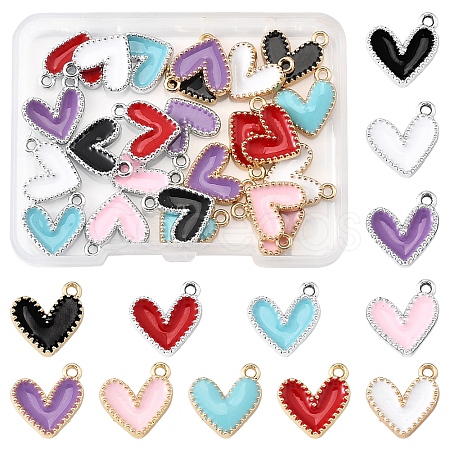 24Pcs 12 Colors Rack Plating Alloy Enamel Charms ENAM-FS0002-75-1