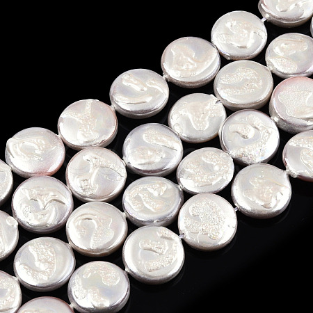 Plating Natural Freshwater Shell Beads Strands SHEL-N026-225C-1