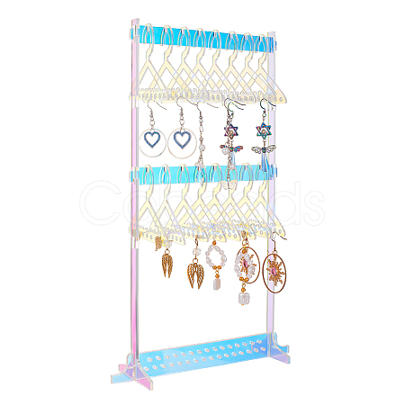 1 Set 3-Tier Coat Hanger Acrylic Earring Display Holder AJEW-OC0005-21-1